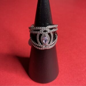 ⭐️Bomb Party RG66456 “Laced Into The Details” CZ on Rhodium Size 7 Ring NWT